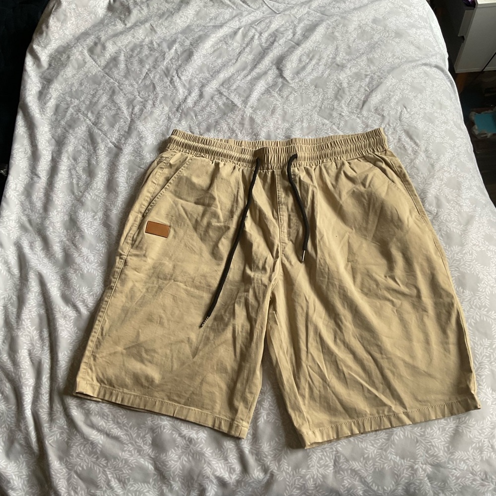 Tan Athletic Shorts with Lightweight Fabric